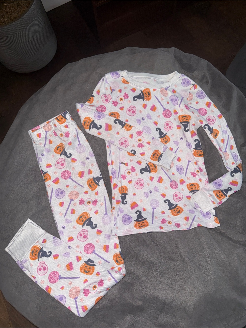 wonder nation White Purple Orange Halloween Pajama Set with Pumpkins & Candy